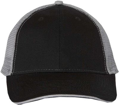 Am image of a Custom Valucap SandwichTrucker Cap in Black/Grey!