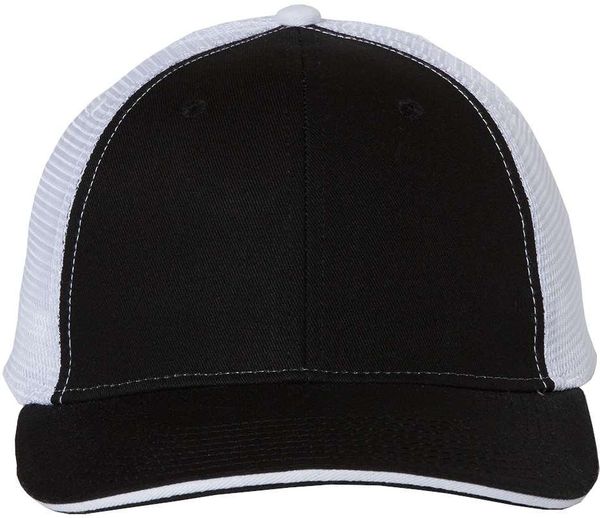 Am image of a Custom Valucap SandwichTrucker Cap in Black/White!