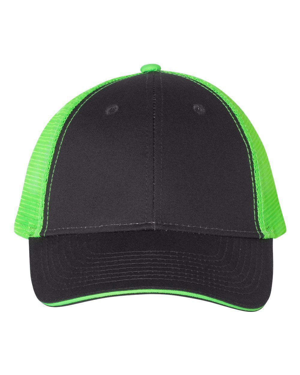 Valucap Sandwich Trucker Cap in Charcoal/Neon Green