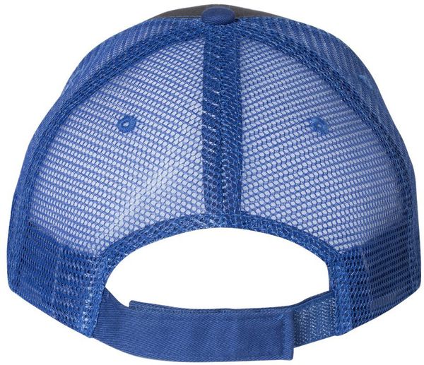 Am image of a Custom Valucap SandwichTrucker Cap in Charcoal/Royal!
