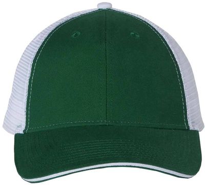Am image of a Custom Valucap SandwichTrucker Cap in Dark Green/White!