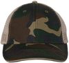Am image of a Custom Valucap Sandwich Trucker Cap in Green Camo/Tan!