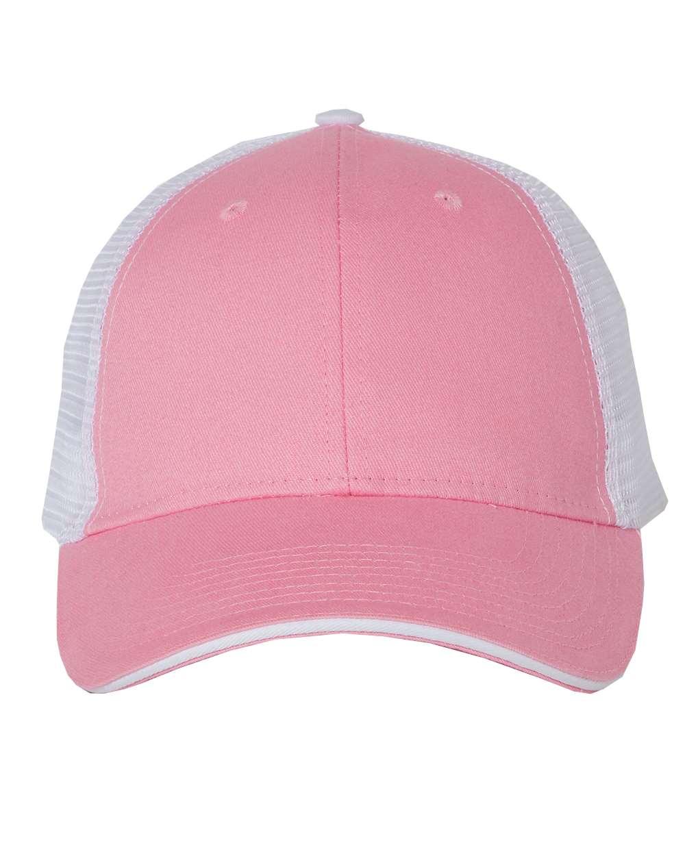 Valucap Sandwich Trucker Cap in Pink/White
