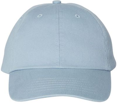 Am image of a Custom Valucap Adult Bio Washed Classic Dad's Cap in Baby Blue!