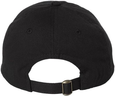Am image of a Custom Valucap Adult Bio Washed Classic Dad's Cap in Black!