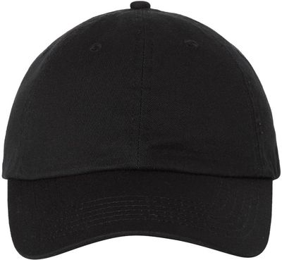 Am image of a Custom Valucap Adult Bio Washed Classic Dad's Cap in Black!