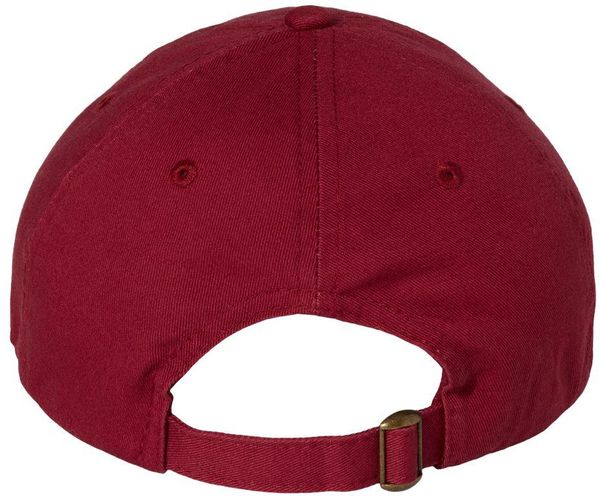 Am image of a Custom Valucap Adult Bio Washed Classic Dad's Cap in Cardinal!