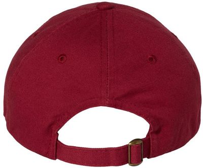 Am image of a Custom Valucap Adult Bio Washed Classic Dad's Cap in Cardinal!