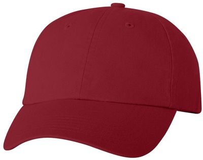 Am image of a Custom Valucap Adult Bio Washed Classic Dad's Cap in Cardinal!