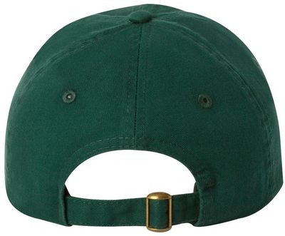 Am image of a Custom Valucap Adult Bio Washed Classic Dad's Cap in Forest Green!