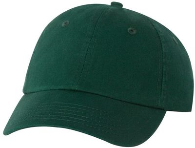 Am image of a Custom Valucap Adult Bio Washed Classic Dad's Cap in Forest Green!