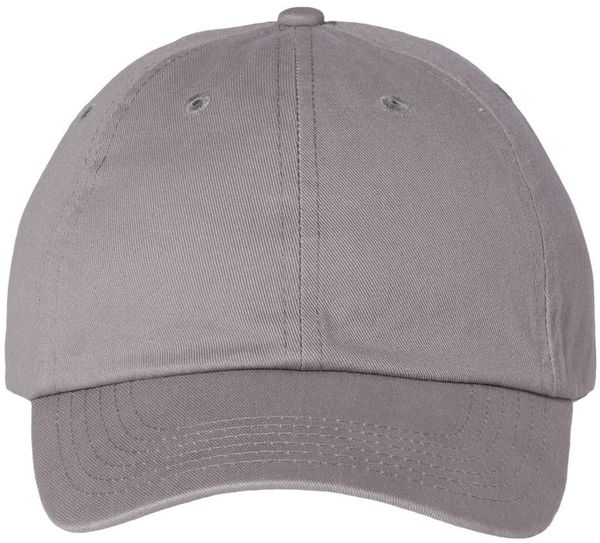 Am image of a Custom Valucap Adult Bio Washed Classic Dad's Cap in Grey!