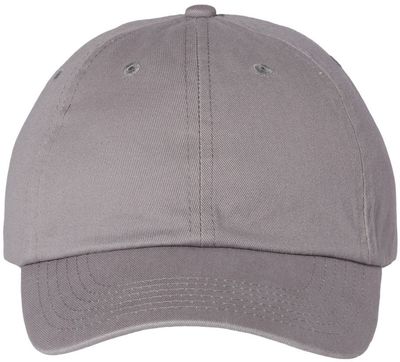 Am image of a Custom Valucap Adult Bio Washed Classic Dad's Cap in Grey!