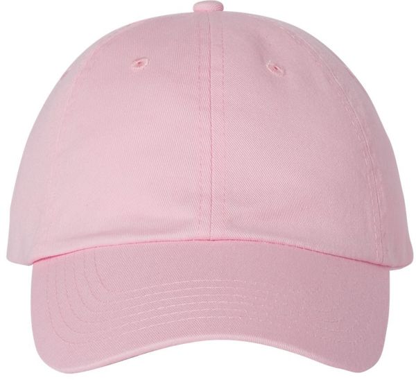 Am image of a Custom Valucap Adult Bio Washed Classic Dad's Cap in Light Pink!