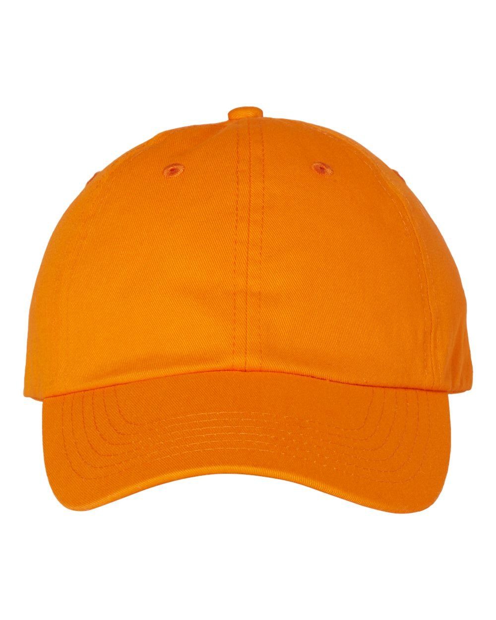Valucap Adult Bio Washed Classic Dad's Cap in Neon Orange