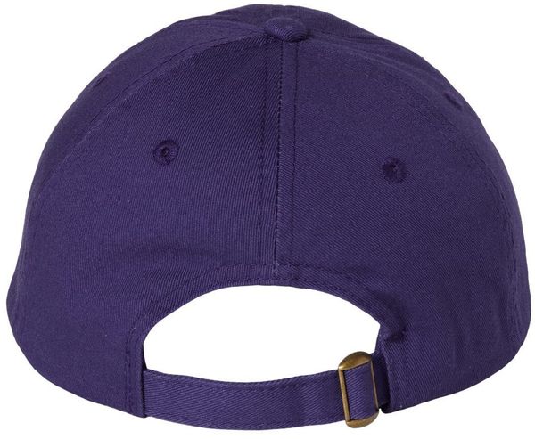 Am image of a Custom Valucap Adult Bio Washed Classic Dad's Cap in Purple!