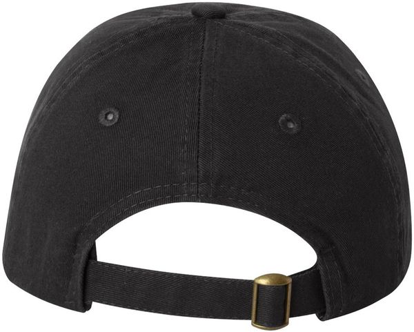 Am image of a Custom Valucap Small Fit Bio Washed Dad's Cap in Black!