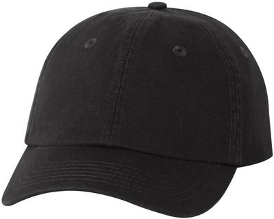 Am image of a Custom Valucap Small Fit Bio Washed Dad's Cap in Black!