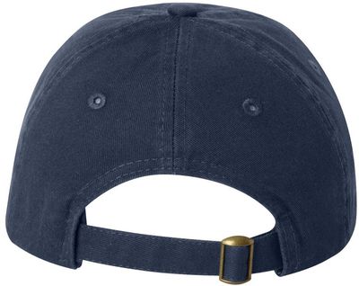 Am image of a Custom Valucap Small Fit Bio Washed Dad's Cap in Navy!