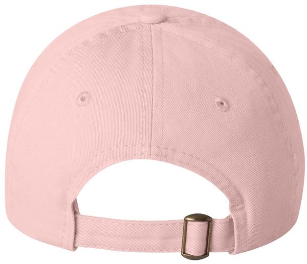 Am image of a Custom Valucap Small Fit Bio Washed Dad's Cap in Pink!