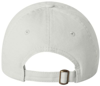 Am image of a Custom Valucap Small Fit Bio Washed Dad's Cap in White!