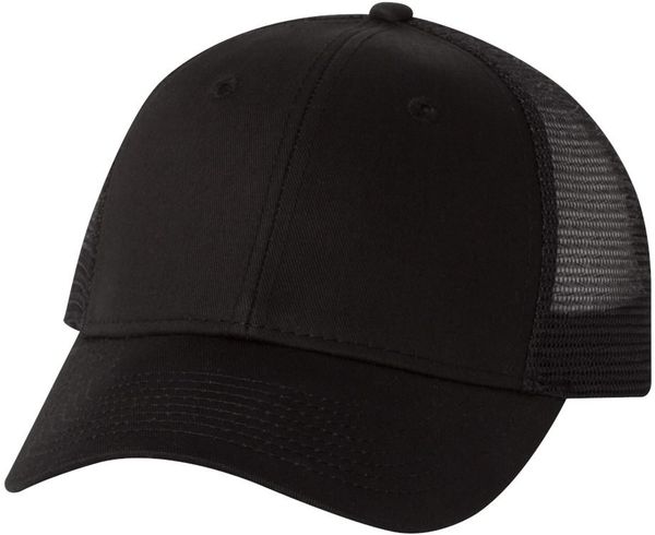Am image of a Custom Valucap Mesh Back Trucker Cap in Black!