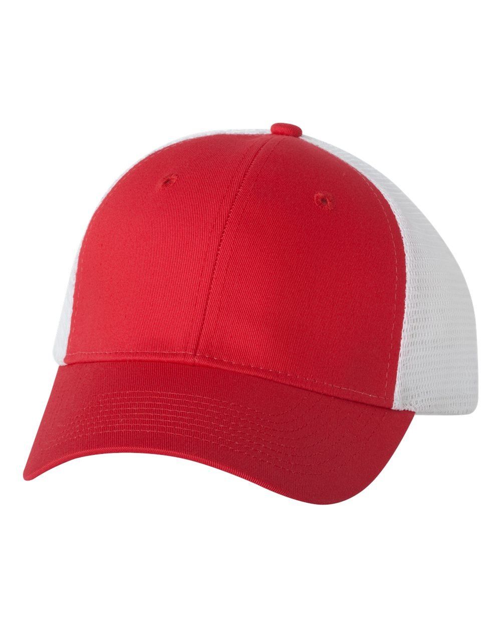 Valucap Mesh Back Trucker Cap in Red/White
