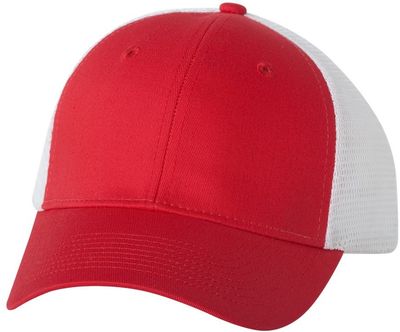 Am image of a Custom Valucap Mesh Back Trucker Cap in Red/White!
