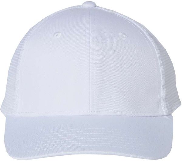 Am image of a Custom Valucap Mesh Back Trucker Cap in White!