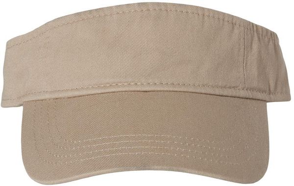 Am image of a Custom Valucap Bio Washed Visor in Khaki!