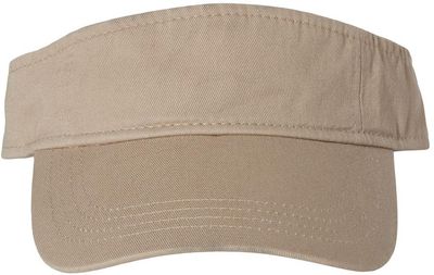 Am image of a Custom Valucap Bio Washed Visor in Khaki!