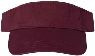 Am image of a Custom Valucap Bio Washed Visor in Maroon!