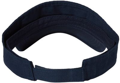Am image of a Custom Valucap Bio Washed Visor in Navy!