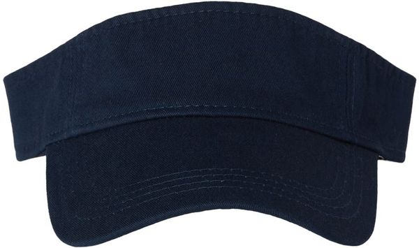 Am image of a Custom Valucap Bio Washed Visor in Navy!