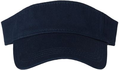 Am image of a Custom Valucap Bio Washed Visor in Navy!