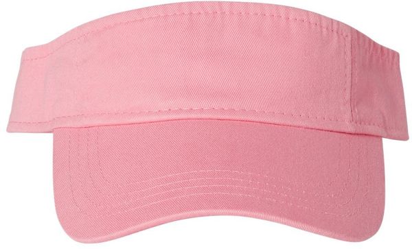 Am image of a Custom Valucap Bio Washed Visor in Pink!