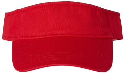 Am image of a Custom Valucap Bio Washed Visor in Red!