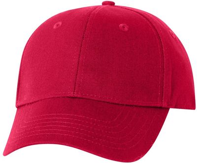 Am image of a Custom Valucap Chino Cap in Red!