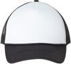 Am image of a Custom Valucap Foam Mesh Back Trucker Cap in White/Black!