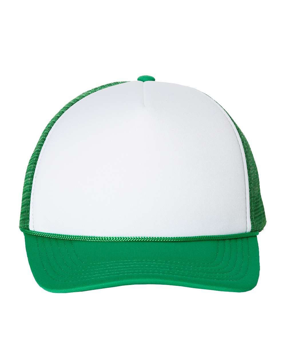 Valucap Foam Mesh Back Trucker Cap in White/Kelly