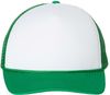 Am image of a Custom Valucap Foam Mesh Back Trucker Cap in White/Kelly!
