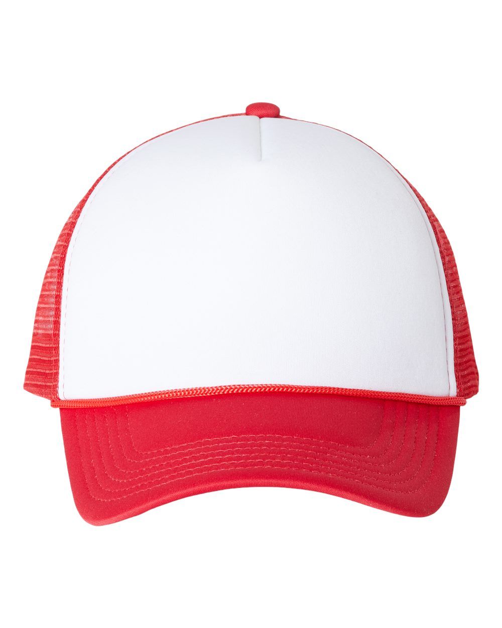 Valucap Foam Mesh Back Trucker Cap in White/Red