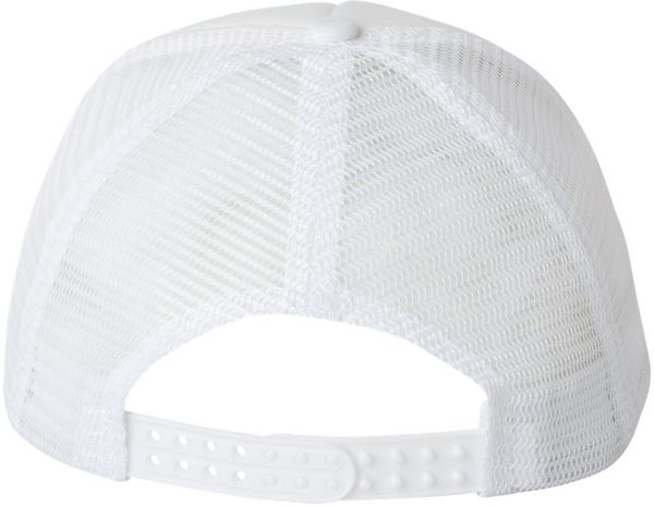 Am image of a Custom Valucap Foam Mesh Back Trucker Cap in White/White!