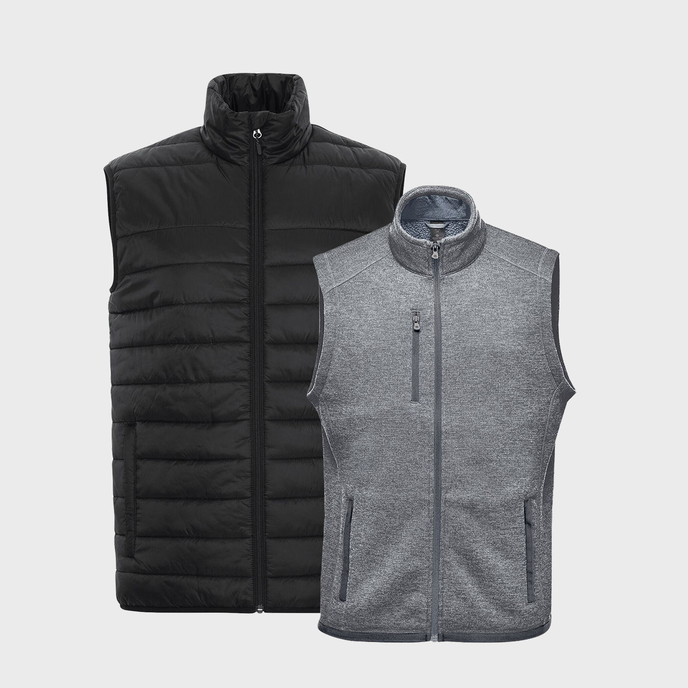 An image of custom vests that you can screen print or embroider on.