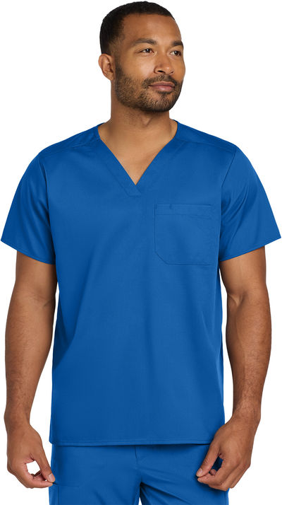 An image of a Custom WonderWink Unisex WorkFlex Chest Pocket V Neck Top!
