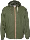 Am image of a Custom Weatherproof Vintage Hooded Rain Jacket in Bronze Green!