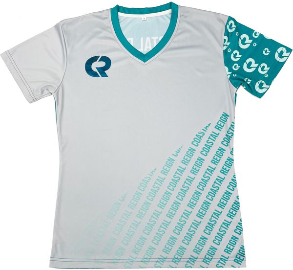 Am image of a Custom Sublimated Womens Vneck Jersey in Essential!