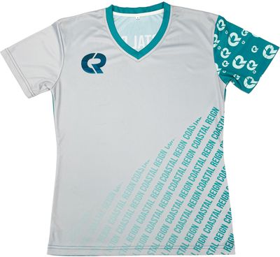 Am image of a Custom Sublimated Womens Vneck Jersey in Essential!