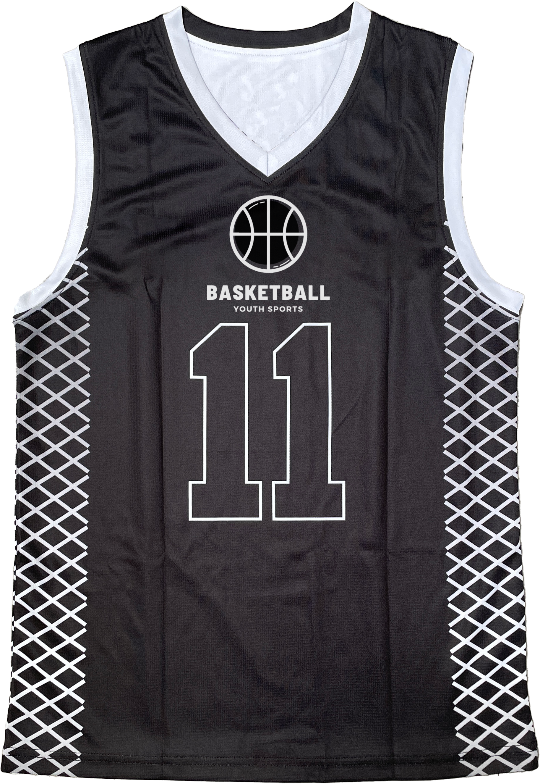 Sublimated V Neck Racerback Youth Girls Basketball Jersey in Full Colour Sublimation