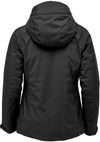 Am image of a Custom Stormtech Womens Nostromo Thermal Shell Jacket in Black/Graphite!